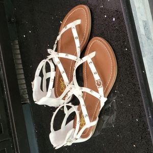 GBG Los Angeles Women's Lenra Studded Gladiator Sands- White - size 8M